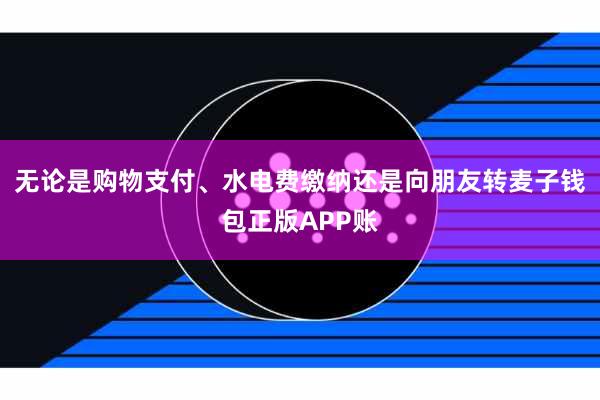 无论是购物支付、水电费缴纳还是向朋友转麦子钱包正版APP账